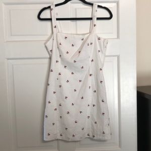 Mini cotton dress with cherry embroidery